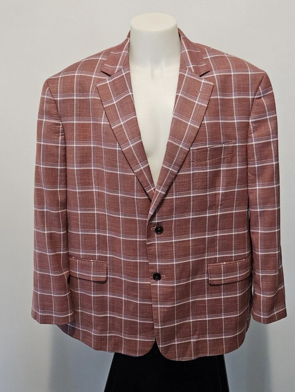 Oak‎ Hill Windowpane Sport Coat Two Button Plaid Size 2XL 50-52 Color Barry